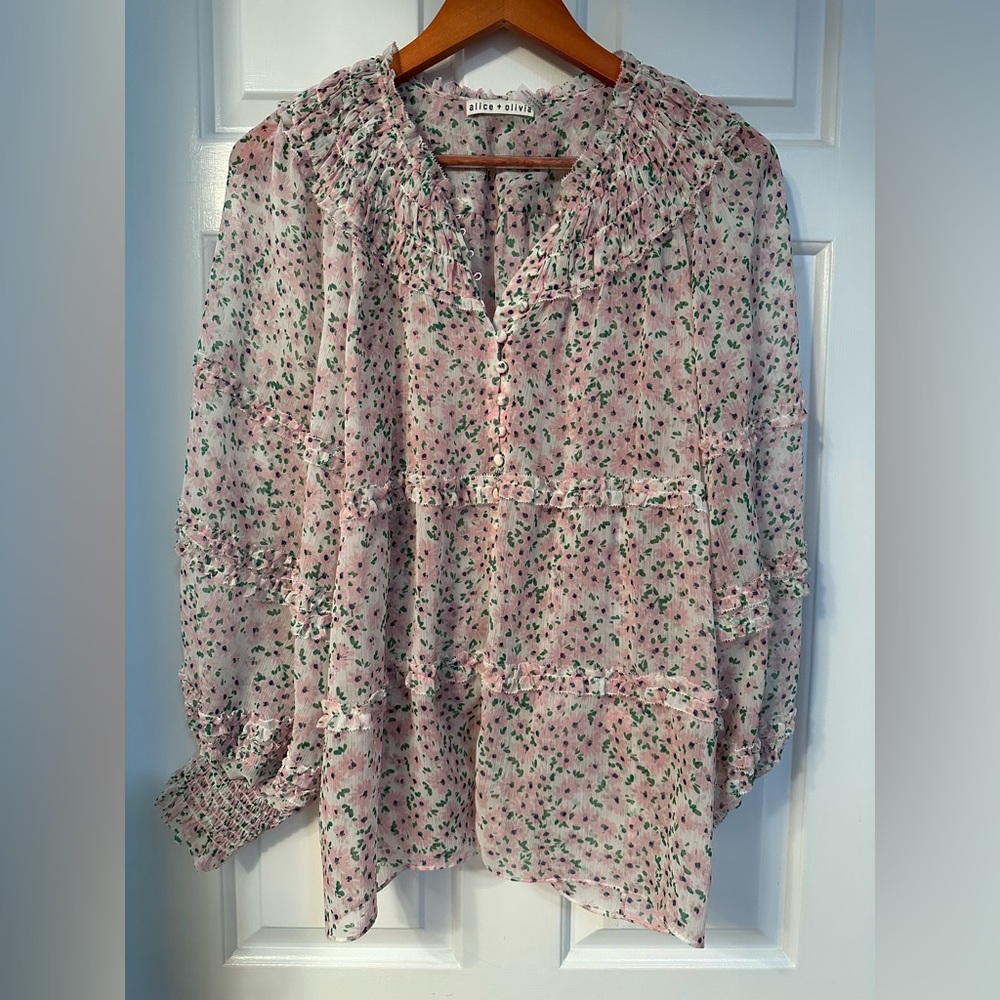 Alice + Olivia sheer floral top